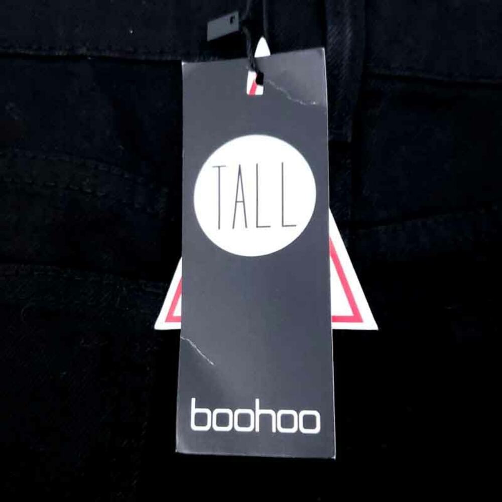 NEW Boohoo Tall Turn Up Cuff Mom Jeans Black Size 4 TALL High Waist 100% Cotton - Picture 5 of 8